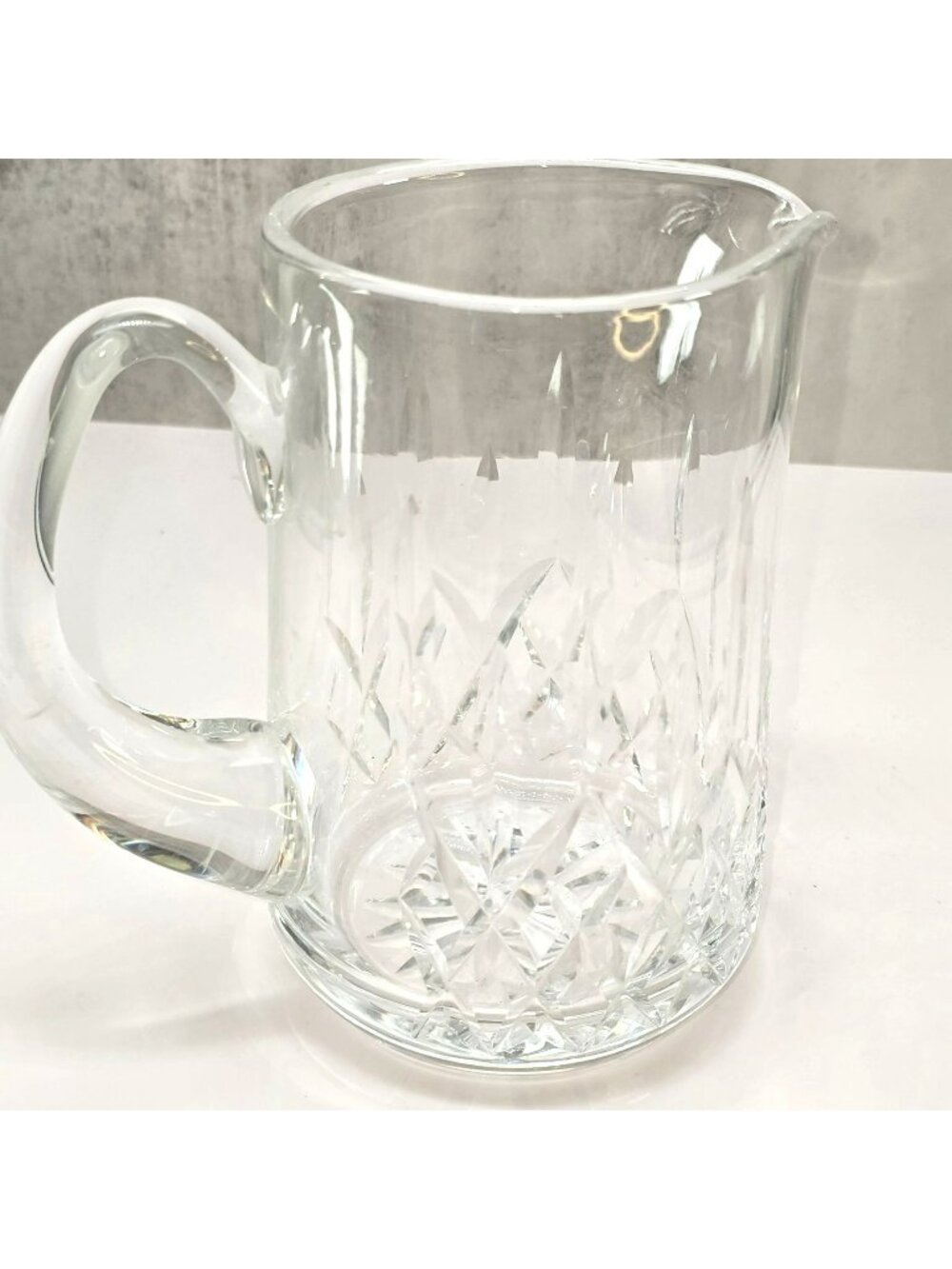 Glass Pitcher With Handle Diamond Pattern Vintage Waterford Lismore? CM2321